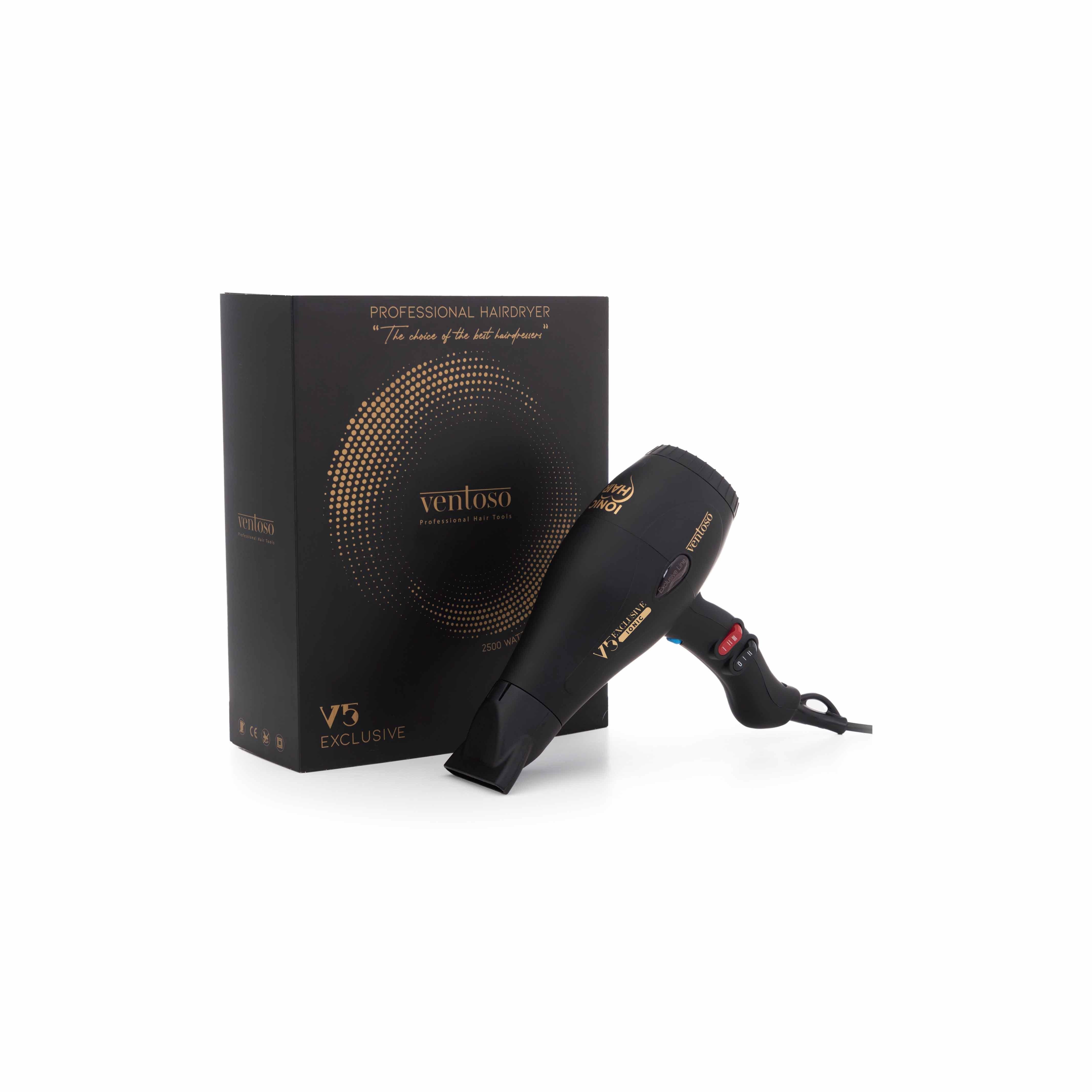 Ventoso V5 Exclusive İyonik 2500 W Profesyonel Fön Makinesi Silk Touch Black - Ventoso