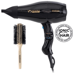 Ventoso V5 Exclusive İyonik Profesyonel Fön Makinesi Nero + Ventoso Brush Natura No:6 Ahşap Fön Fırçası - Ventoso