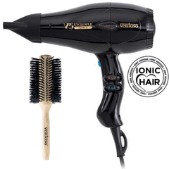 Ventoso V5 Exclusive İyonik Profesyonel Fön Makinesi Nero + Ventoso Brush Natura No:7 Ahşap Fön Fırçası - Ventoso