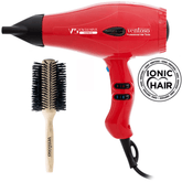 Ventoso V5 Exclusive İyonik Profesyonel Fön Makinesi Rosso + Ventoso Brush Natura No:7 Ahşap Fön Fırçası - Ventoso