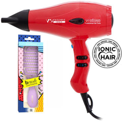 Ventoso V5 Exclusive İyonik Profesyonel Fön Makinesi Rosso + Ventoso Labirent Tarak Lila - Ventoso