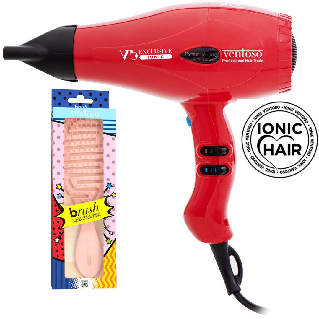 Ventoso V5 Exclusive İyonik Profesyonel Fön Makinesi Rosso + Ventoso Labirent Tarak Yavru Ağzı - Ventoso