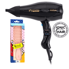 Ventoso V5 Exclusive İyonik Profesyonel Fön Makinesi Nero + Ventoso Labirent Tarak Yavru Ağzı - Ventoso