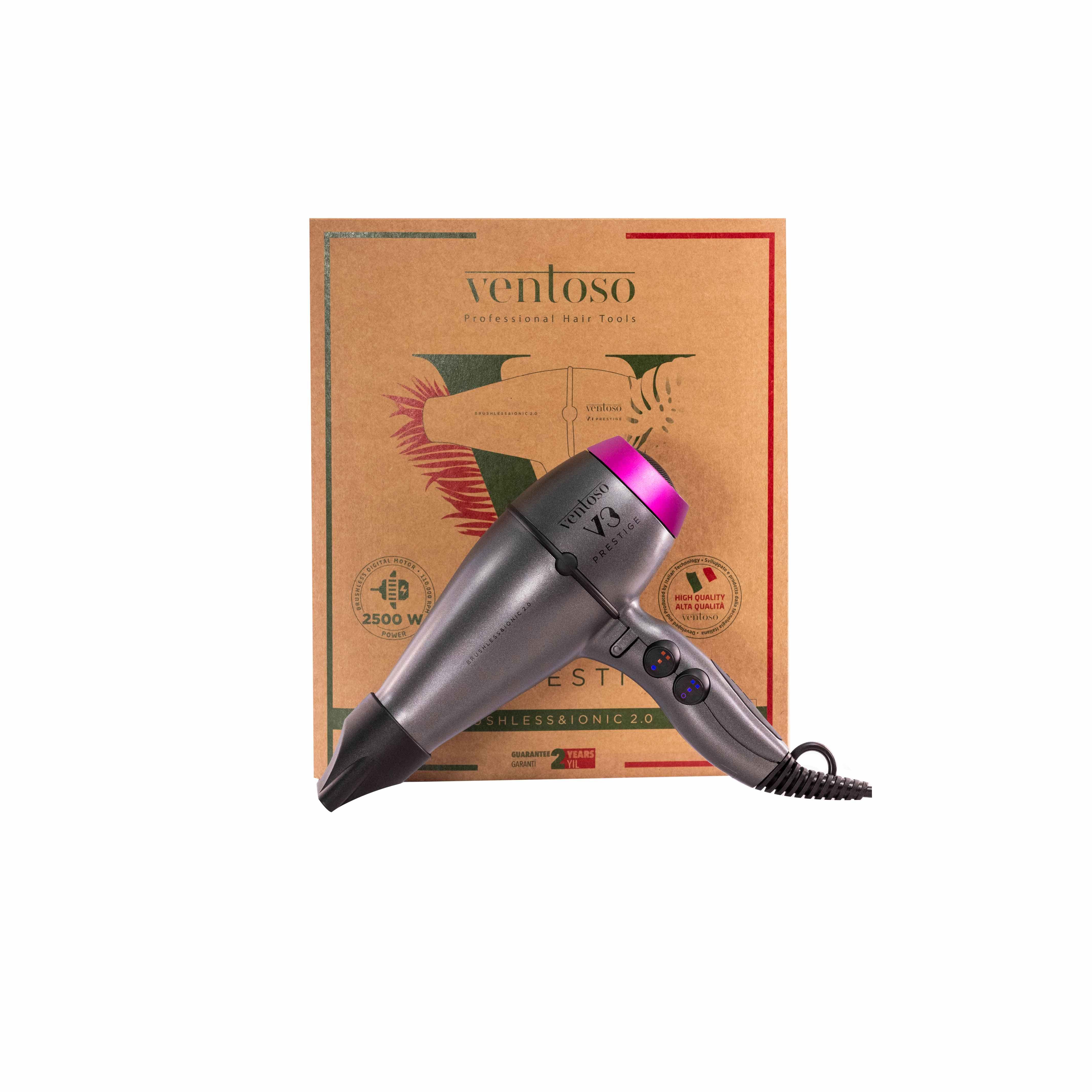 Ventoso V3 Prestige Brushless & Ionic 2.0 2500 W Profesyonel Fön Makinesi Anatolian Fuschia - Ventoso