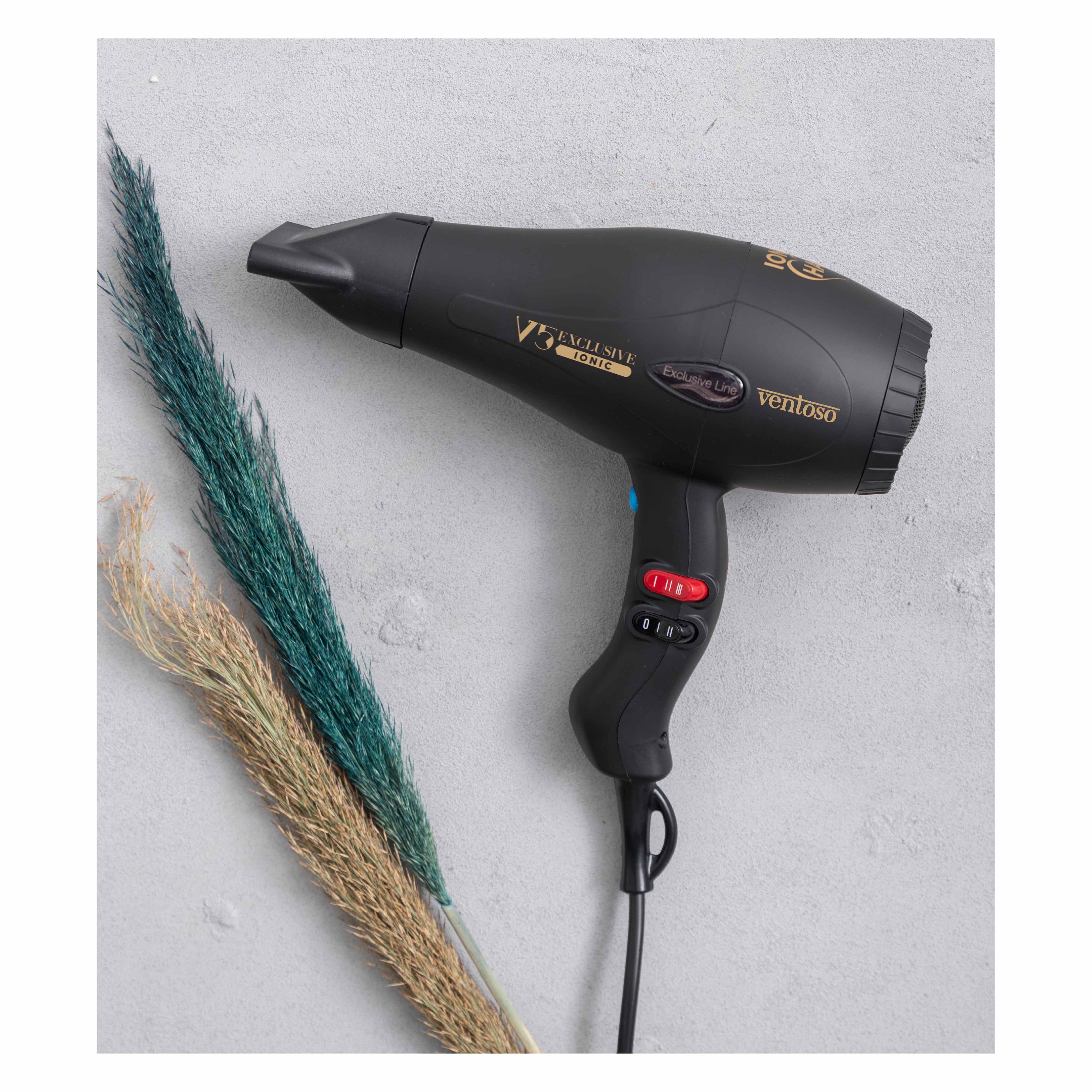 Ventoso V5 Exclusive İyonik 2500 W Profesyonel Fön Makinesi Silk Touch Black - Ventoso