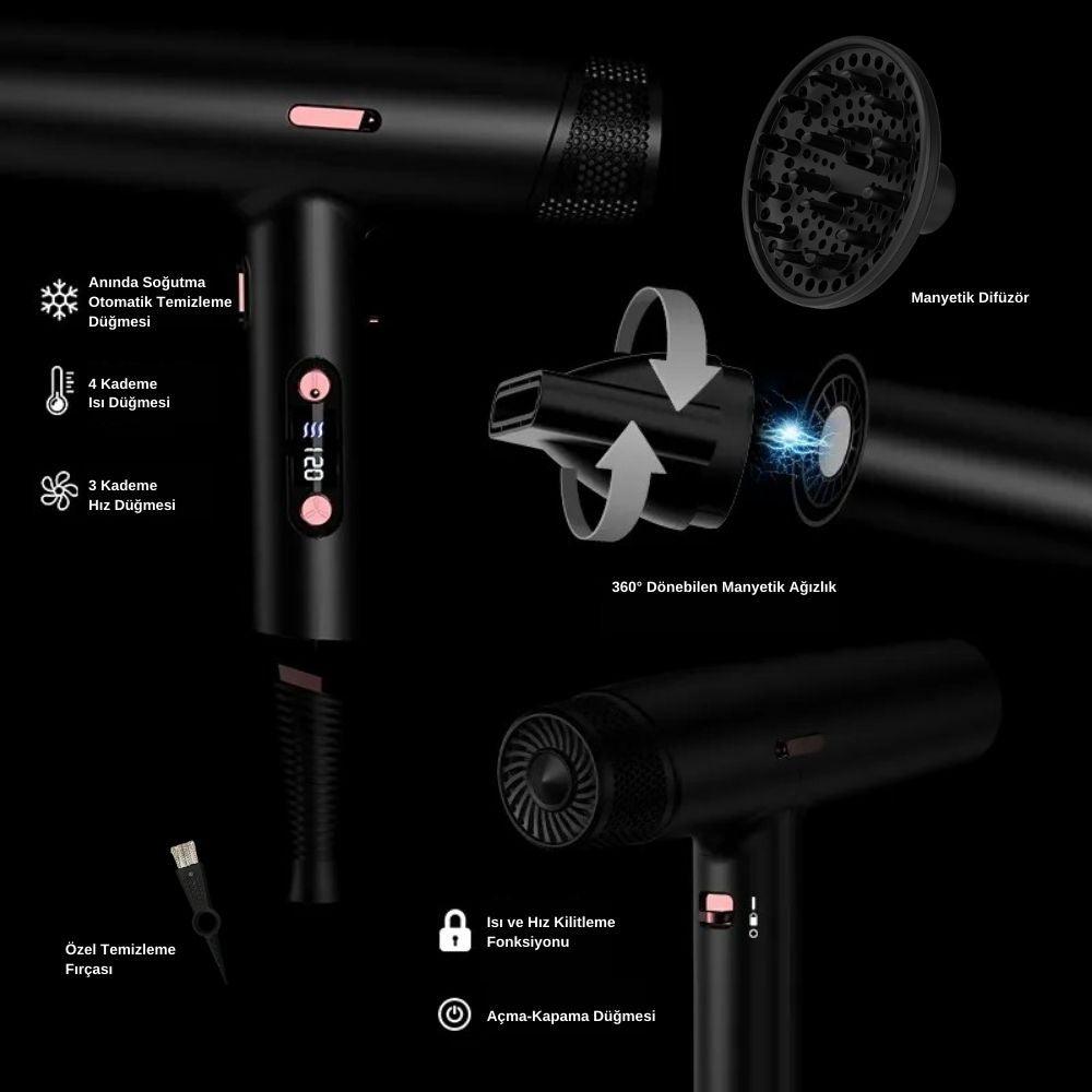 Ventoso X1 İyonik & Kömürsüz Dijital Motorlu Saç Kurutma Makinesi - Ventoso