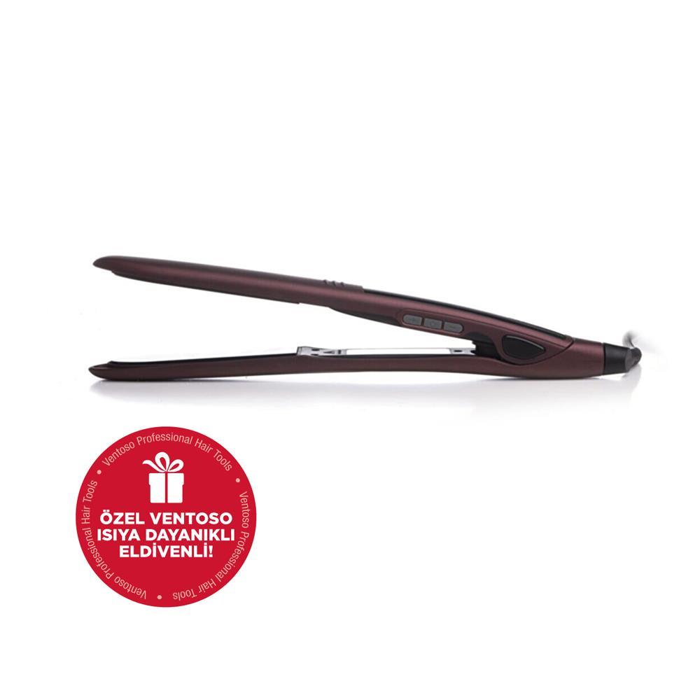 Ventoso Premium Seramik Kaplı Profesyonel Saç Düzleştirici Isıya Dayanıklı Eldivenli - Ventoso